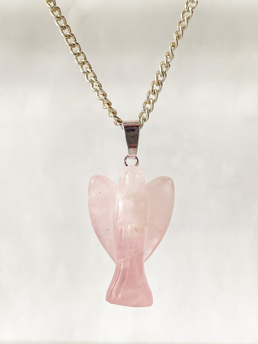 Rose Quartz Angel Pendant 1pc