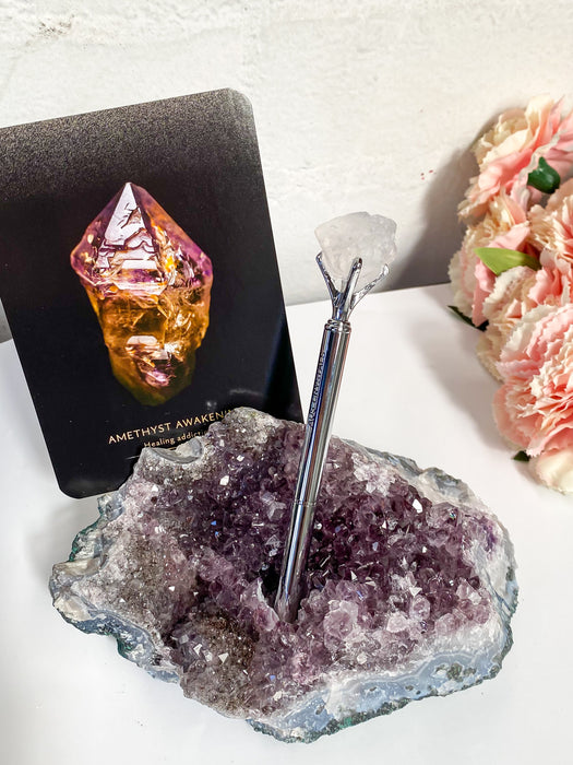 Amethyst Cluster Card Holder with Pen PC1