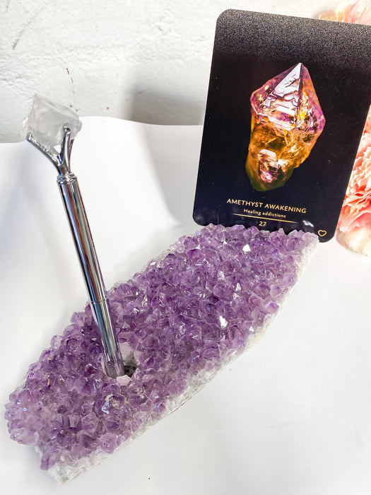 Amethyst Cluster Card Holder with Pen PC6