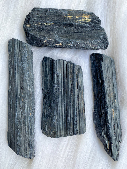 Black Tourmaline Rough Set of 4 BR28