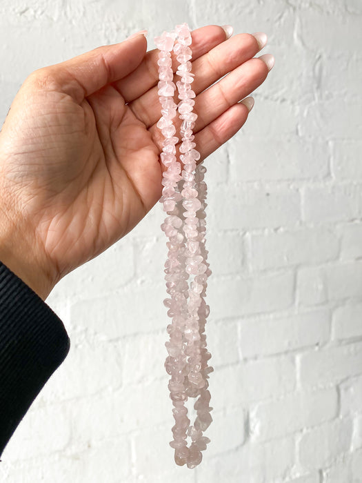 Rose Quartz Chip Necklace 1pc