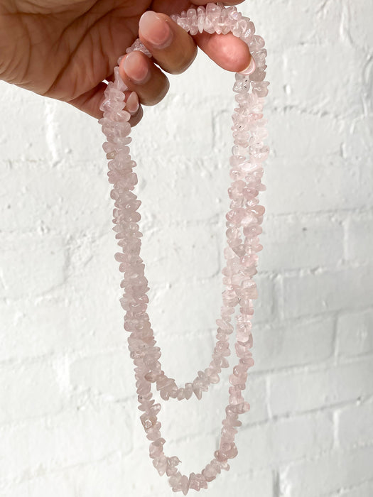 Rose Quartz Chip Necklace 1pc