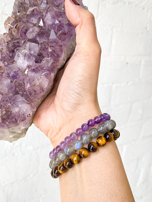 Sagittarius Bracelet Set :  Tiger's eye, Labradorite & Amethyst