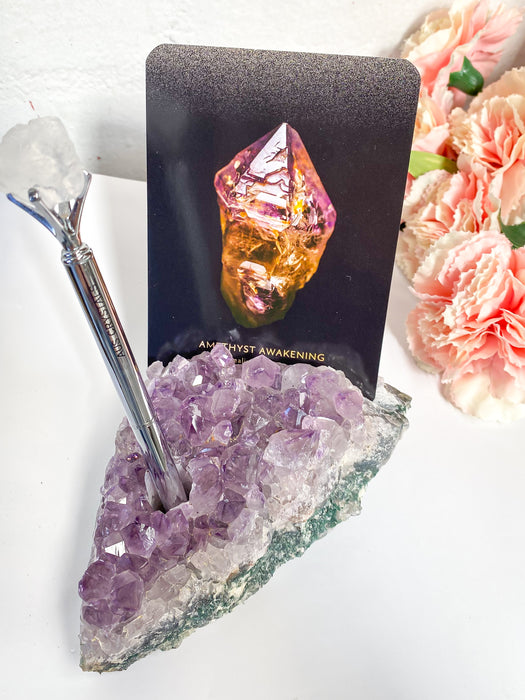 Amethyst Cluster Card Holder with Pen PC5