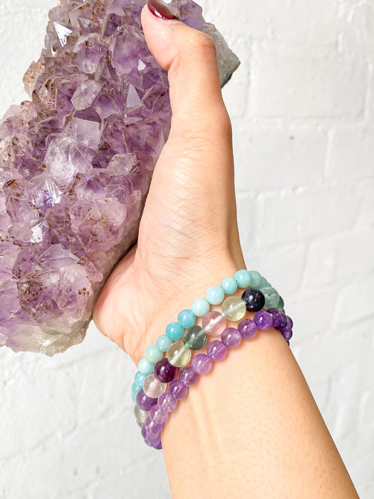 Virgo Bracelet Set : Amazonite, Amethyst & Fluorite