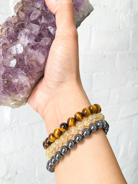 Leo Bracelet Set : Citrine, Tiger's eye & Hematite