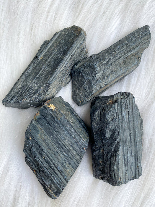 Black Tourmaline Rough Set of 4 BR27