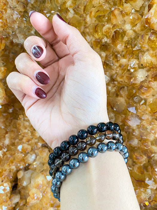 Protection & Grounding Bracelet Kit: Black Tourmaline, Smoky Quartz, and Hematite