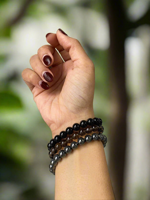 Protection & Grounding Bracelet Kit: Black Tourmaline, Smoky Quartz, and Hematite