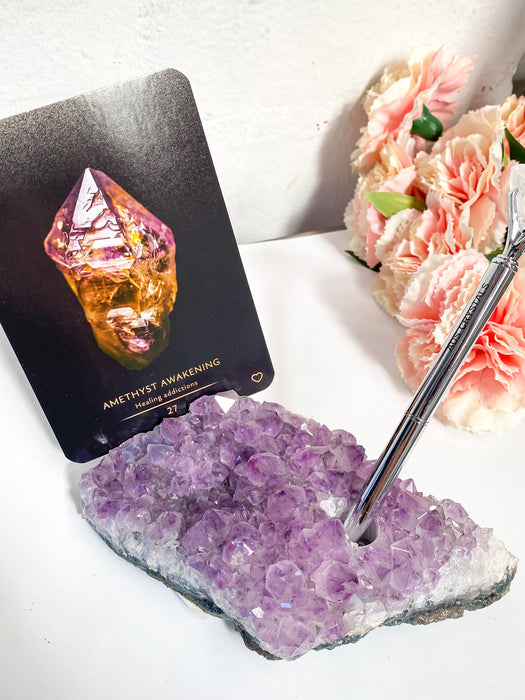 Amethyst Cluster Card Holder with Pen PC2