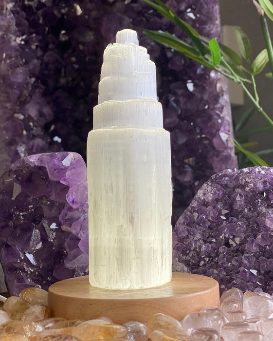 Selenite tower 10cm - Warm Light