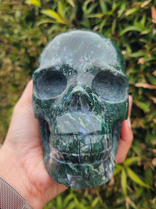 Moss Agate Skull Large SK7