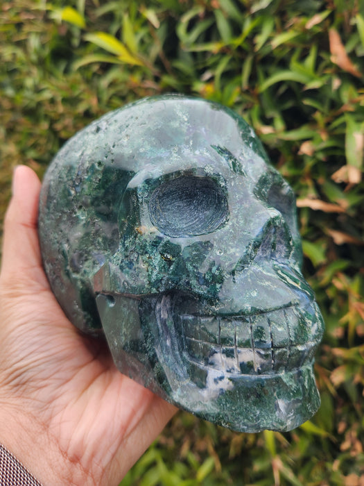 Moss Agate Skull Large SK7