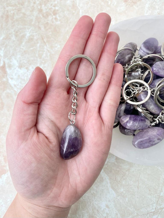 Amethyst Tumbled Stone Keyring- 1pc