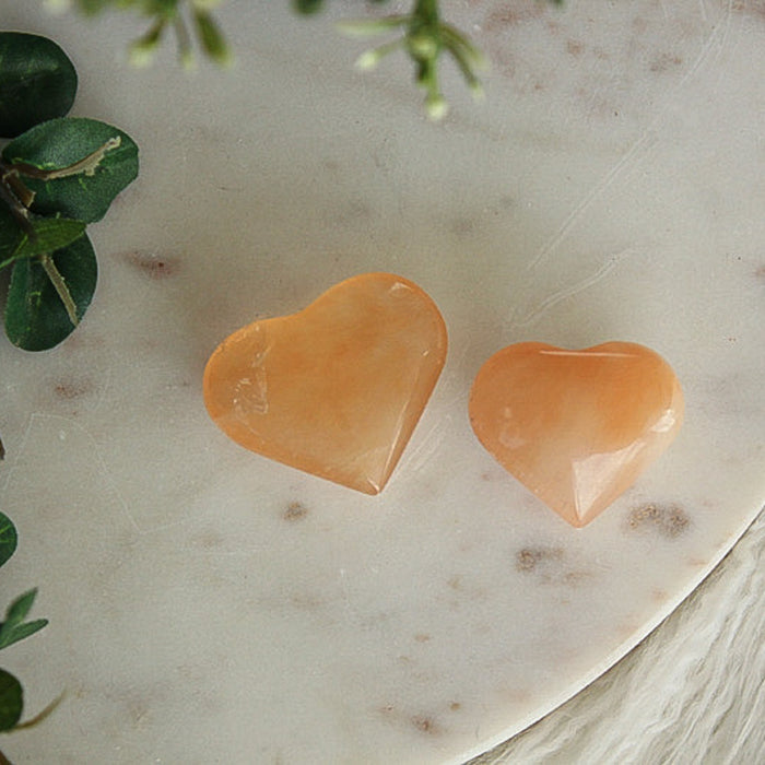 Peach Selenite Heart Medium 1pc