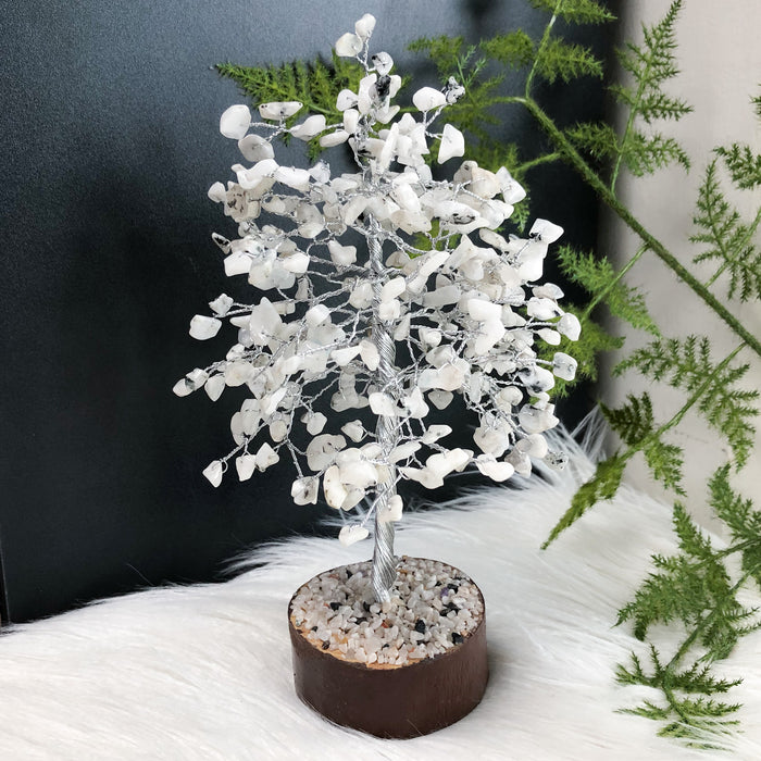 Rainbow Moonstone Crystal Tree - Medium Silver