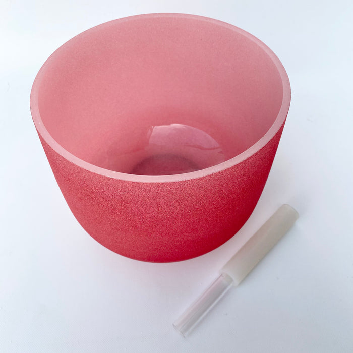 C Note Quartz Singing Bowl 8"- Full Colour RED